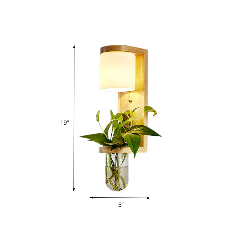 Avtoit | Barrel/Globe Opal Glass Up/Down Light Simple 1 Light Living Room LED Wall Mount Lighting in Wood