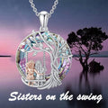 Avtoit | Tree of Life Sister on the Swing Cry-stal Pendant Necklace