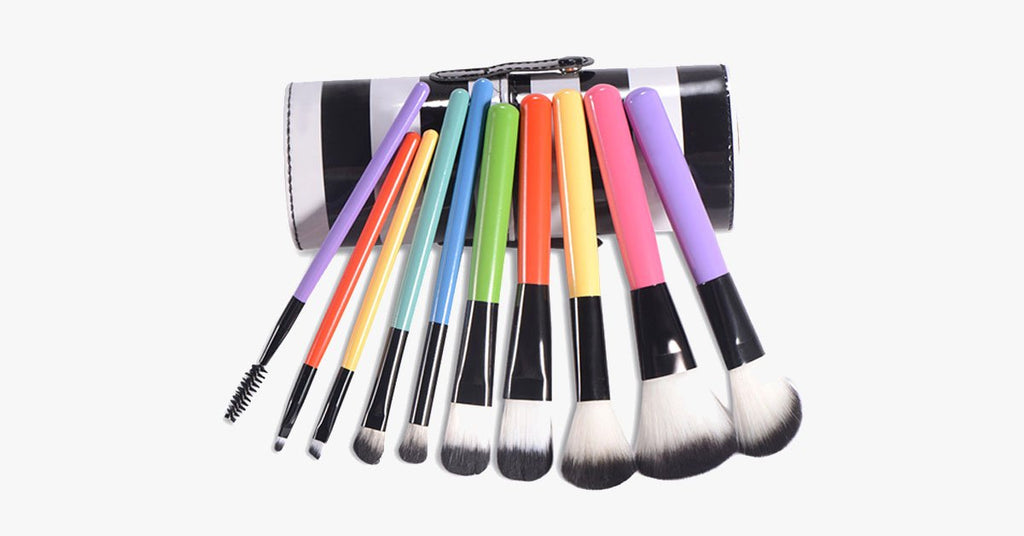 Avtoit | Striped Multicolor Makeup Brush Set – Add a splash of color and professionalism to your makeup set