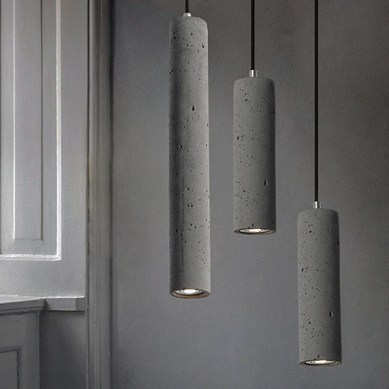 Avtoit | StoneCast Industrial Cylinder Pendant Light made of Concrete | 1 Light | Smooth or Rough Surface