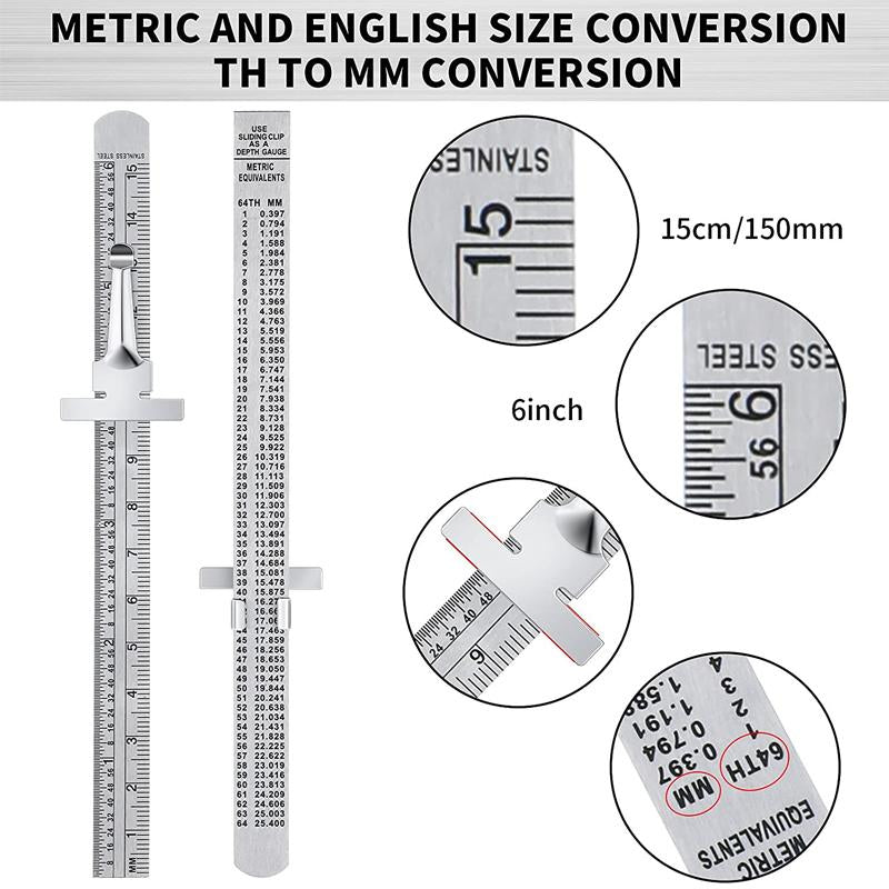 Avtoit | Stainless Steel Ruler with Removable Clip