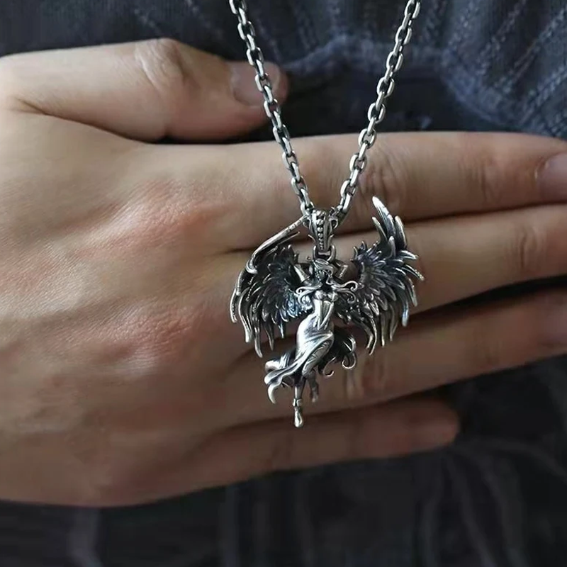 Avtoit | Sterling Silver Guardian Angel Pendant Necklace