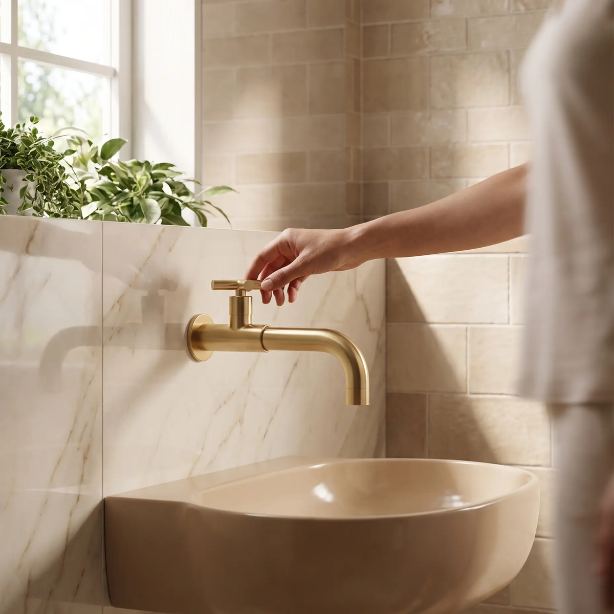 Avtoit | Contemporary Wall-Mounted Bathroom Faucet Cross Handles Stainless Steel Faucet