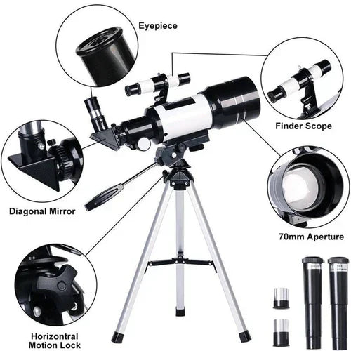 Avtoit | Professional Astronomical Telescope | 70mm Aperture, 300mm Focal Length & Easy Setup for Stargazing and Nature Exploration