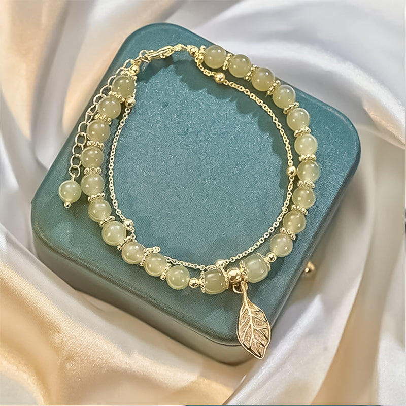 Avtoit | Hetian Jade Bracelet with Leaf