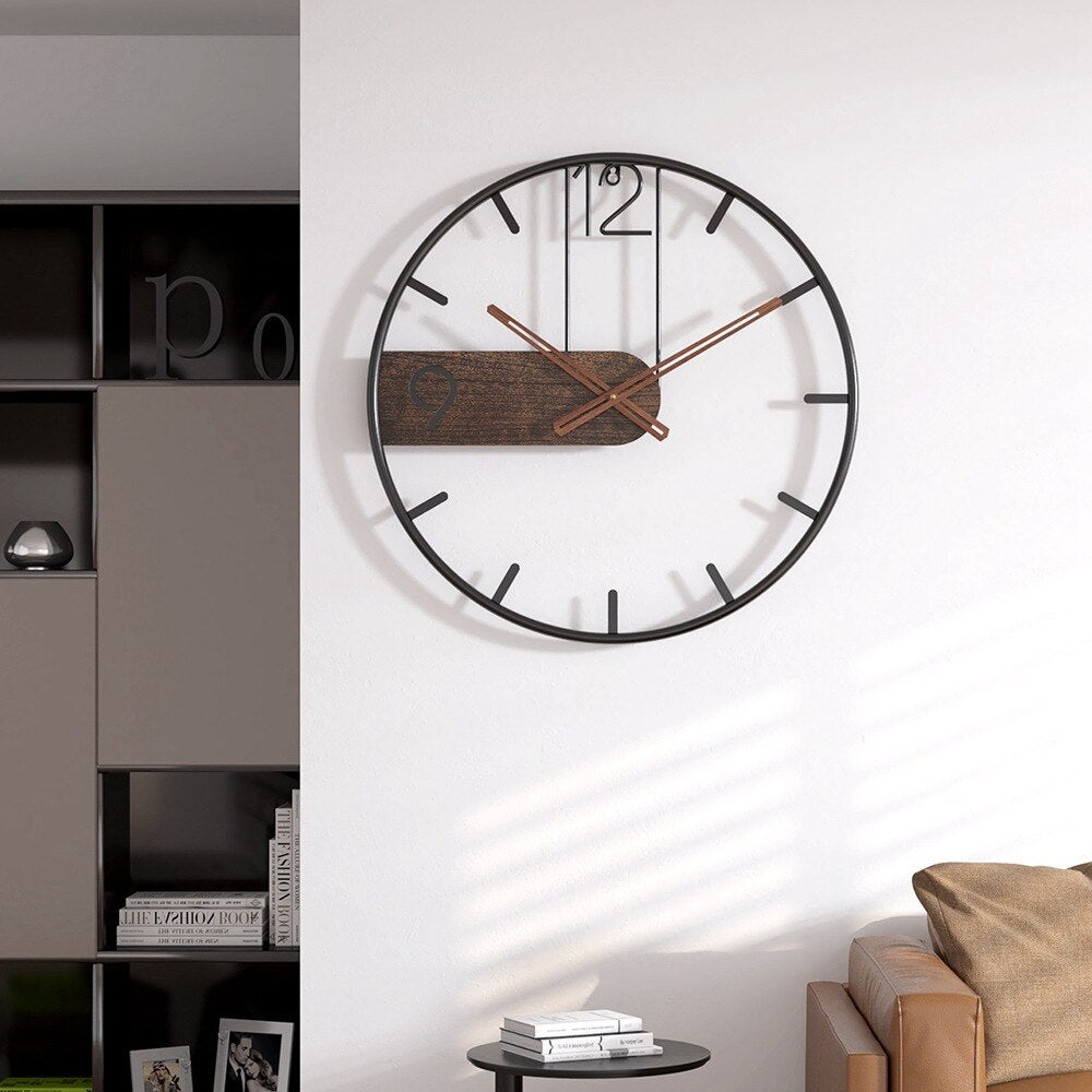 Avtoit | Steel-Walnut Wall Clock | Modern Industrial Design with Walnut Wood