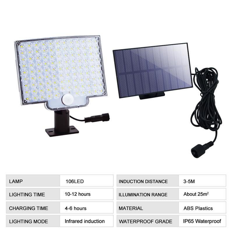 Avtoit | 106 LED Outdoor Solar Security Light with Motion Sensor – Waterproof Wall Light for Garden, Driveway & Patio
