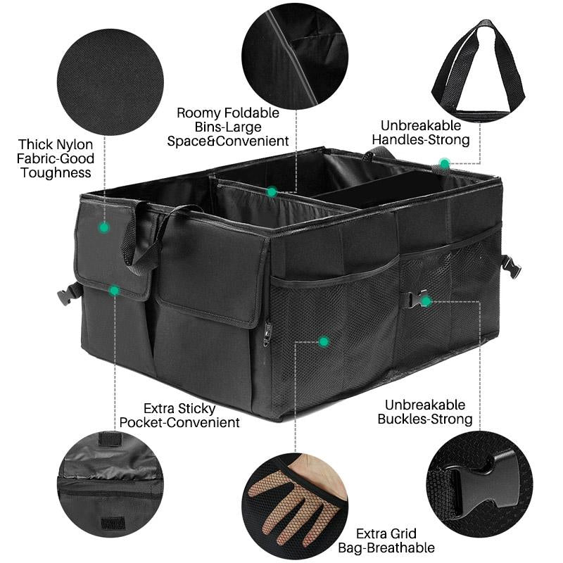 Foldable Car Trunk Organizer with 4 Compartments