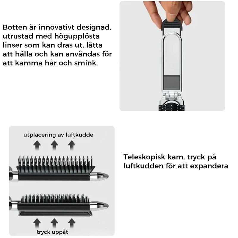 Avtoit | MirrorFlex Travel Mirror Hair Brush | Foldable & Compact | Practical Styling on the Go