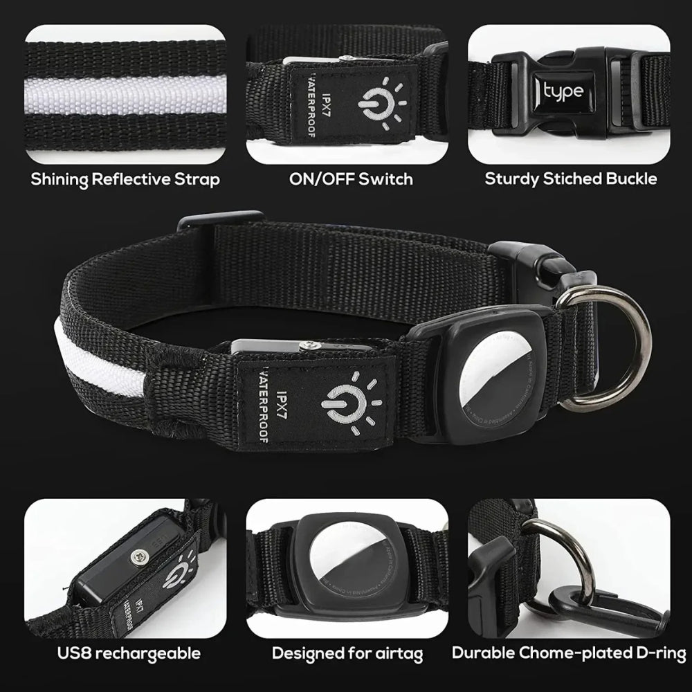 Avtoit | Flashing Dog Collars – Waterproof LED Light Up Dog Collar with USB Rechargeable Glow, Dog Collars Illuminated for Night Safety, All Sizes