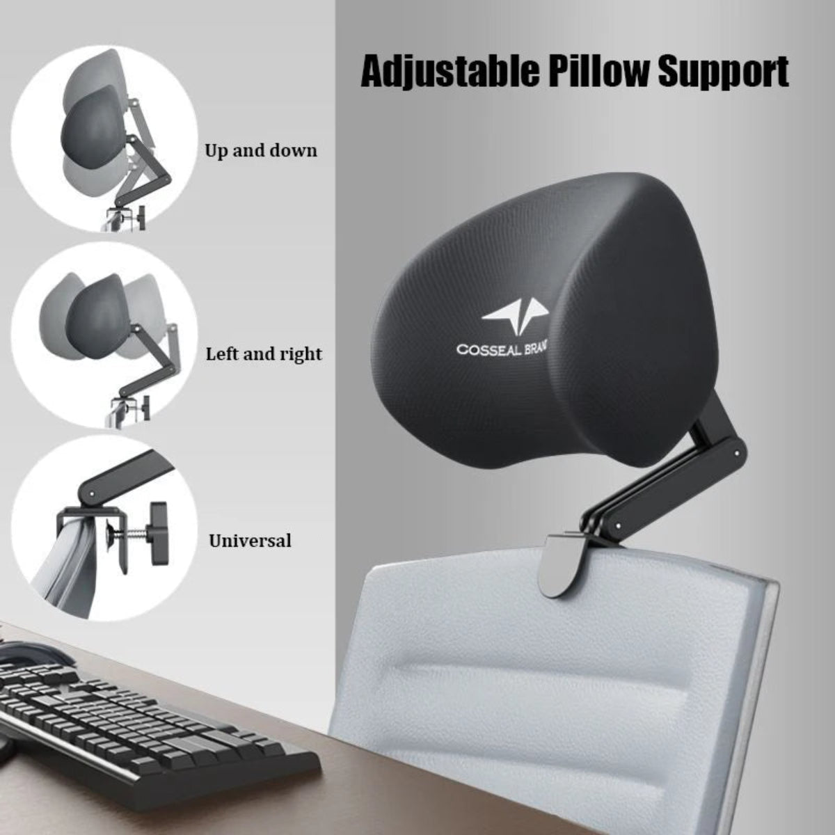 Avtoit | Ergonomic Neck Pillow and Waist Support Cushion for Office Chair - Comfortable Headrest for Home & Office Use
