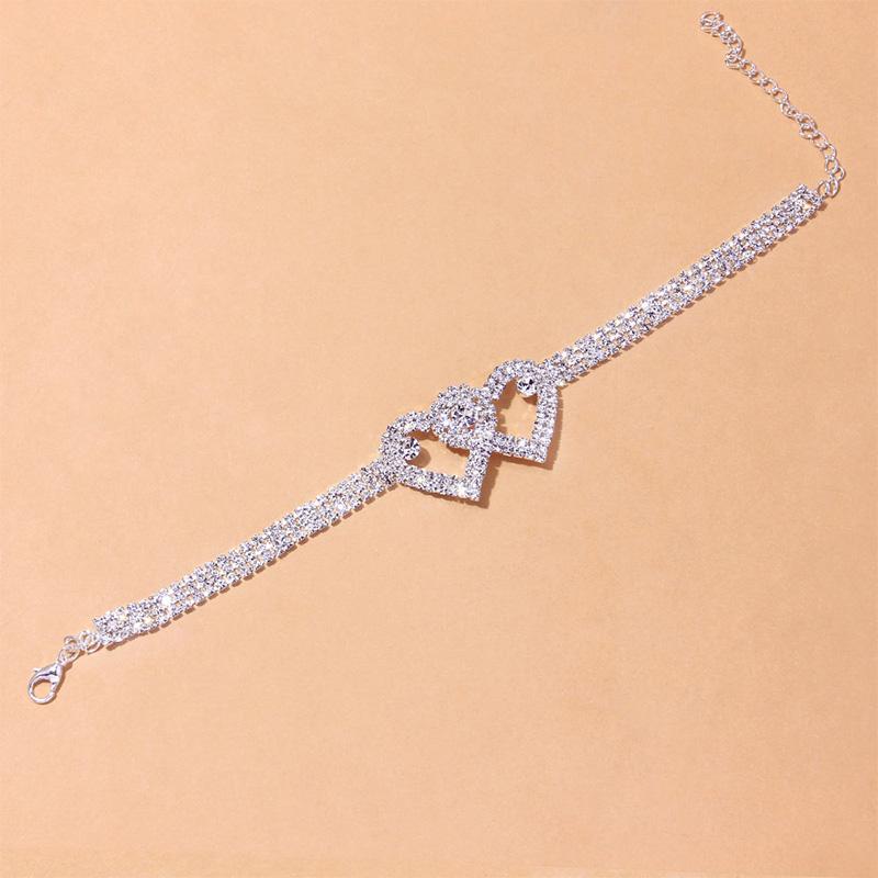 Avtoit | Fashion Rhinestone Double Heart Anklet