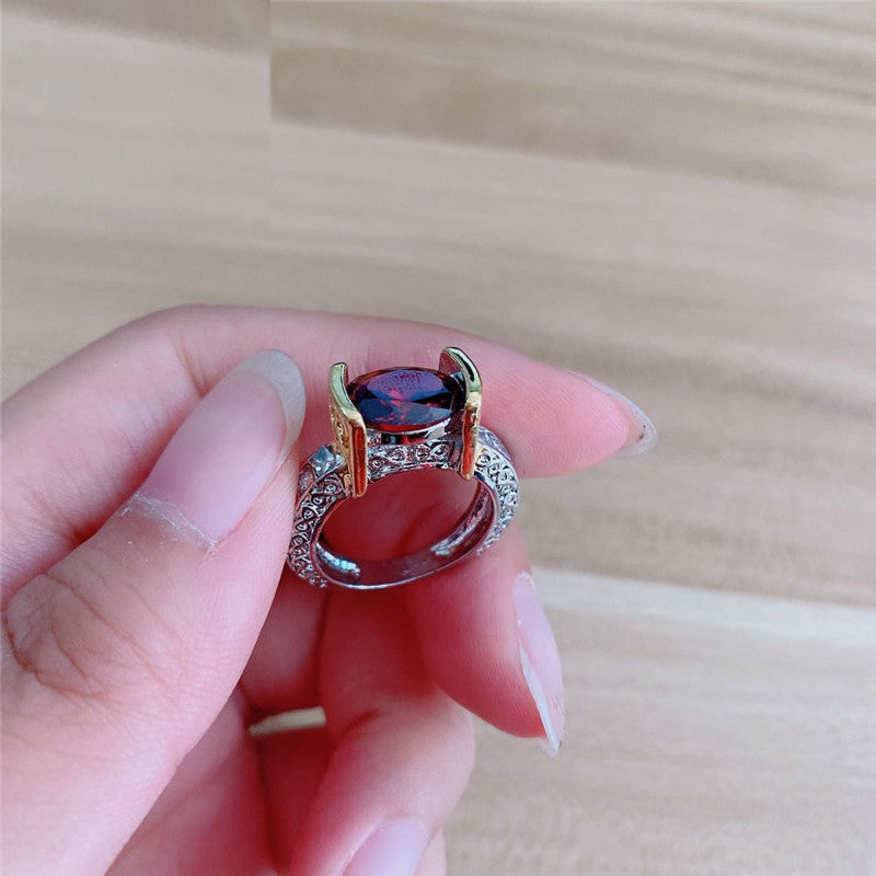 Avtoit | Fashion New Ring With Red Stones For Women Vintage Crystal Zircon Rings