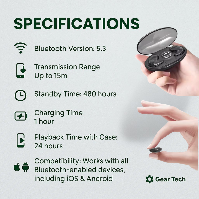 Avtoit | Invisible Wireless Sleep Headphones | Bluetooth 5.3 for Comfortable Sleep and Relaxation