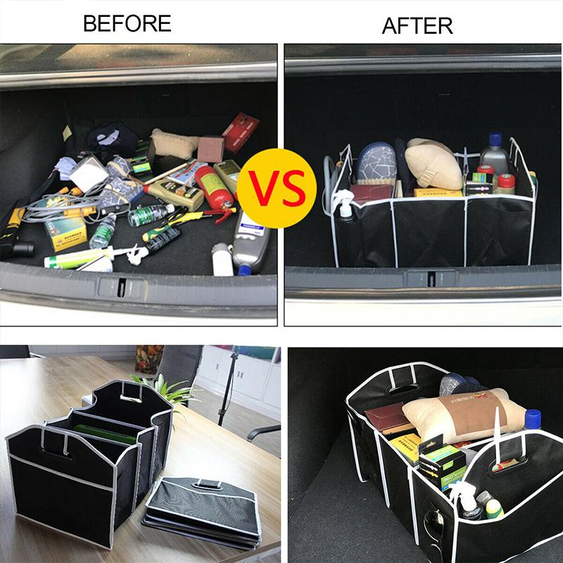 Foldable Car Trunk Storage Box with 3 Compartments