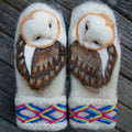 Avtoit | Handknitted Nordic gloves made of wool with owls