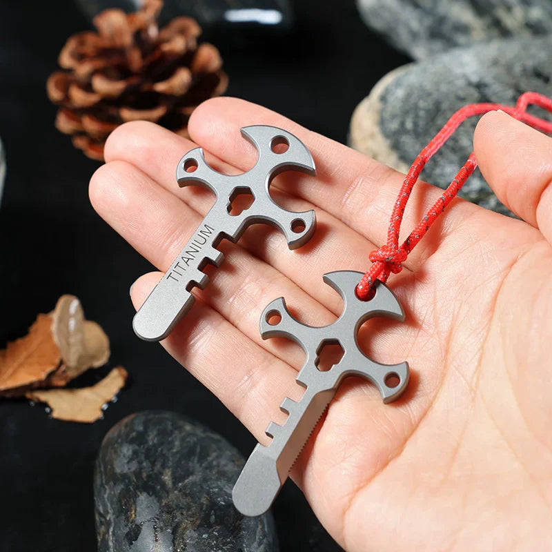 Avtoit | Titanium Cross Multi-Tool Keychain - Portable Pry Bar, Bottle Opener & Serrated Necklace