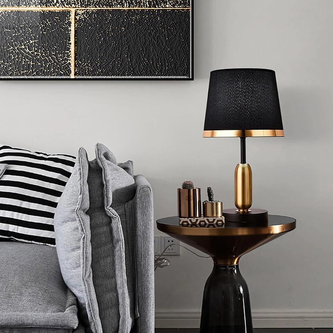 Avtoit | Lumivara Modern Black Fabric Table Lamp – Elegant Home Lighting