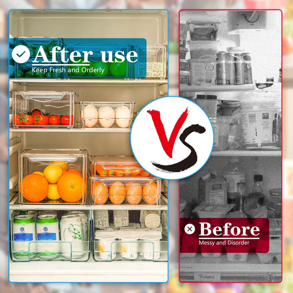 Avtoit | Stackable Fridge Organiser Set – 10 Clear Storage Boxes for Freshness & Kitchen Order