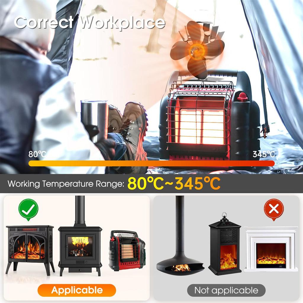 Avtoit | 4-Blade Stove and Fireplace Fan for Wood/Fireplace
