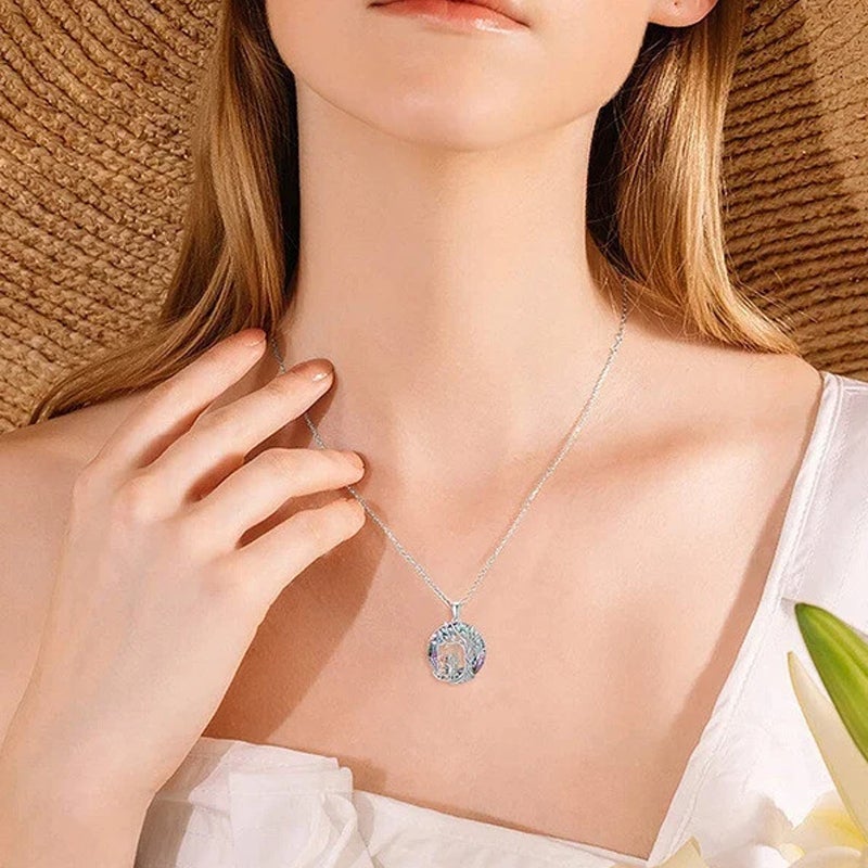 Avtoit | Tree of Life Sister on the Swing Cry-stal Pendant Necklace