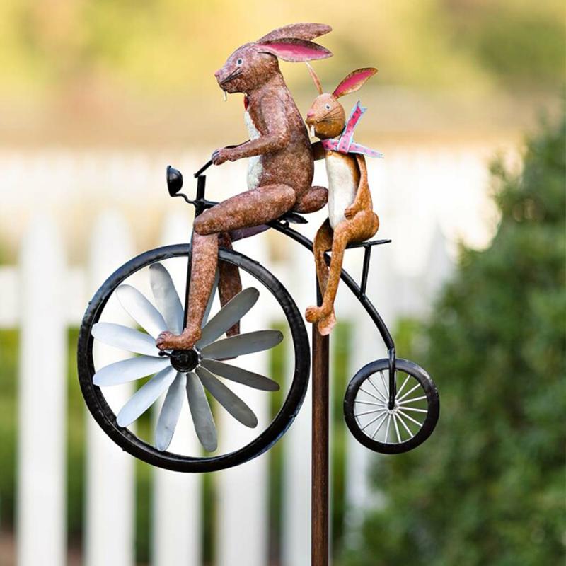 Handcrafted Animal Bicycle Wind Spinner with Recycled Metal Design