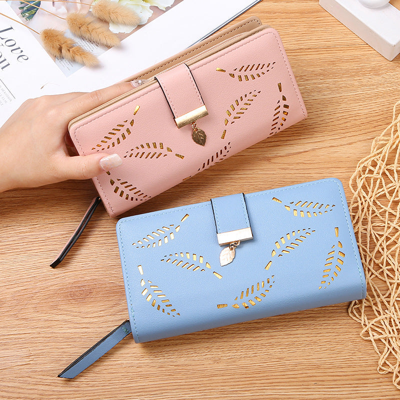 Avtoit | Long wallet for women with leaf pattern