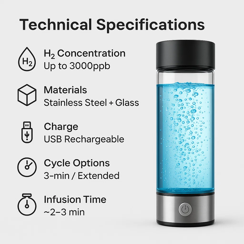 Avtoit | Hydrogen Water Bottle | USB Rechargeable, Anti-Inflammatory & Perfect for Daily Hydration and Wellness