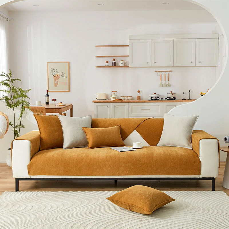 Avtoit | Wavy Check Chenille Fabric Furniture Protector Sofa Cover