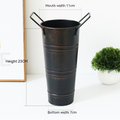 Avtoit | Retro Iron Flower Bucket with Handles – Decorative Metal Flower Pot for Home