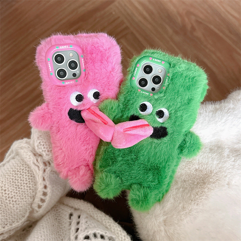 Avtoit | Funny Tongue Sticking Out Plush Phone Case For iPhone
