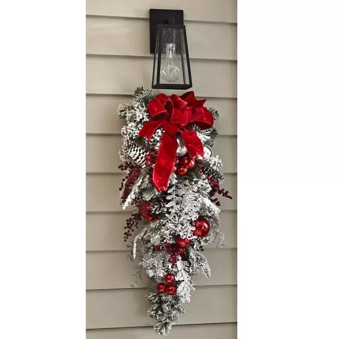 Avtoit | Cordless Prelit Holiday Trim | LED Lights, Auto-Timer & Premium Red/White Decor