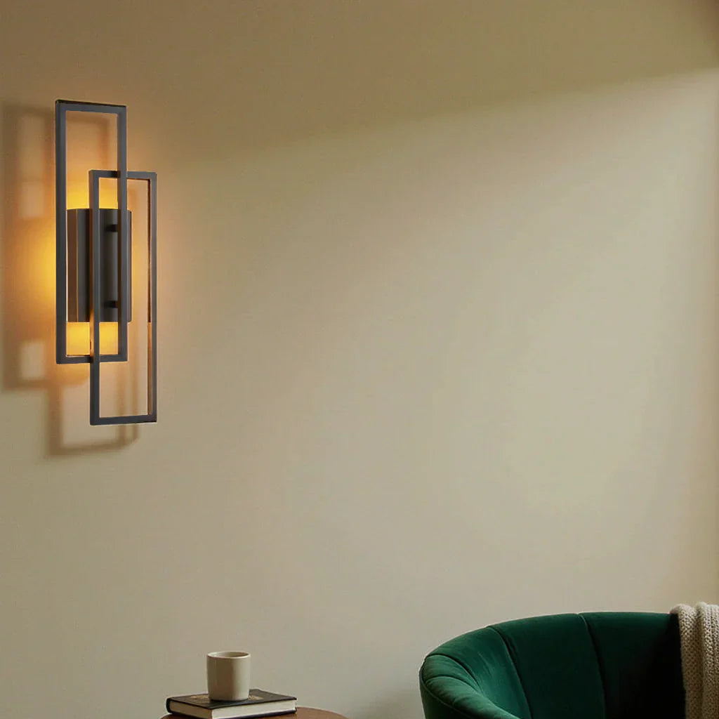 Avtoit | Modern Geometric LED Wall Light – Rectangle Design with Remote Dimming (Black or Copper Finish)