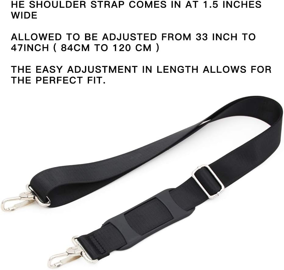 Avtoit | 47 inch bag replacement shoulder strap | Padded & Adjustable - Perfect for travel bags, laptop bags, briefcases, camera bags, messenger bags, diaper bags & more (Black)