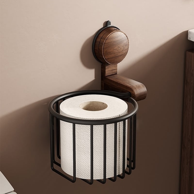 Avtoit | Suction Cup Walnut Paper Towel Holder