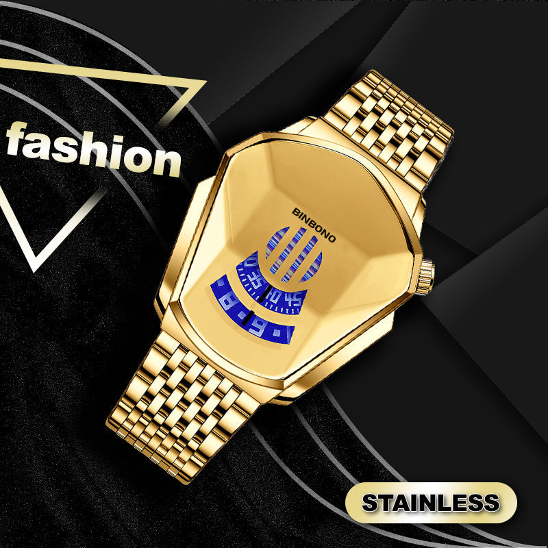 Men's Diamond-Style Quartz Watch with Creative Second Hand