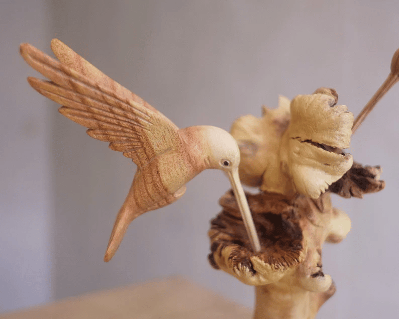 Avtoit | Hummingbird Feeding on a Flower, Handmade Sculpture