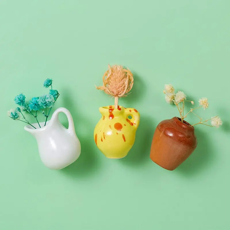 Avtoit | 3-Piece Mini Plant Vase Magnets for Decorative and Fresh Accents