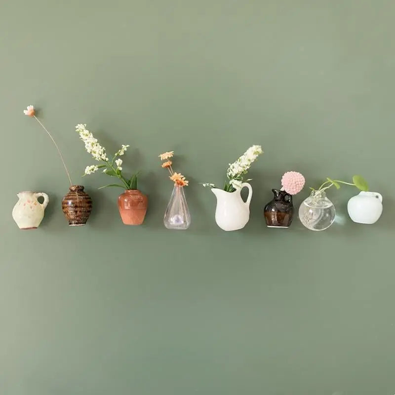 Avtoit | 3-Piece Mini Plant Vase Magnets for Decorative and Fresh Accents