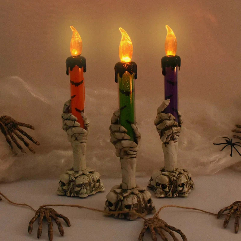 Avtoit | Halloween Ghost Hand Electronic Skeleton Candle Halloween Party Bar Props Decoration Glitter Lamp