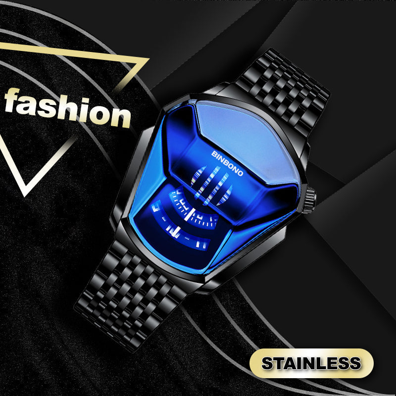 Men's Diamond-Style Quartz Watch with Creative Second Hand