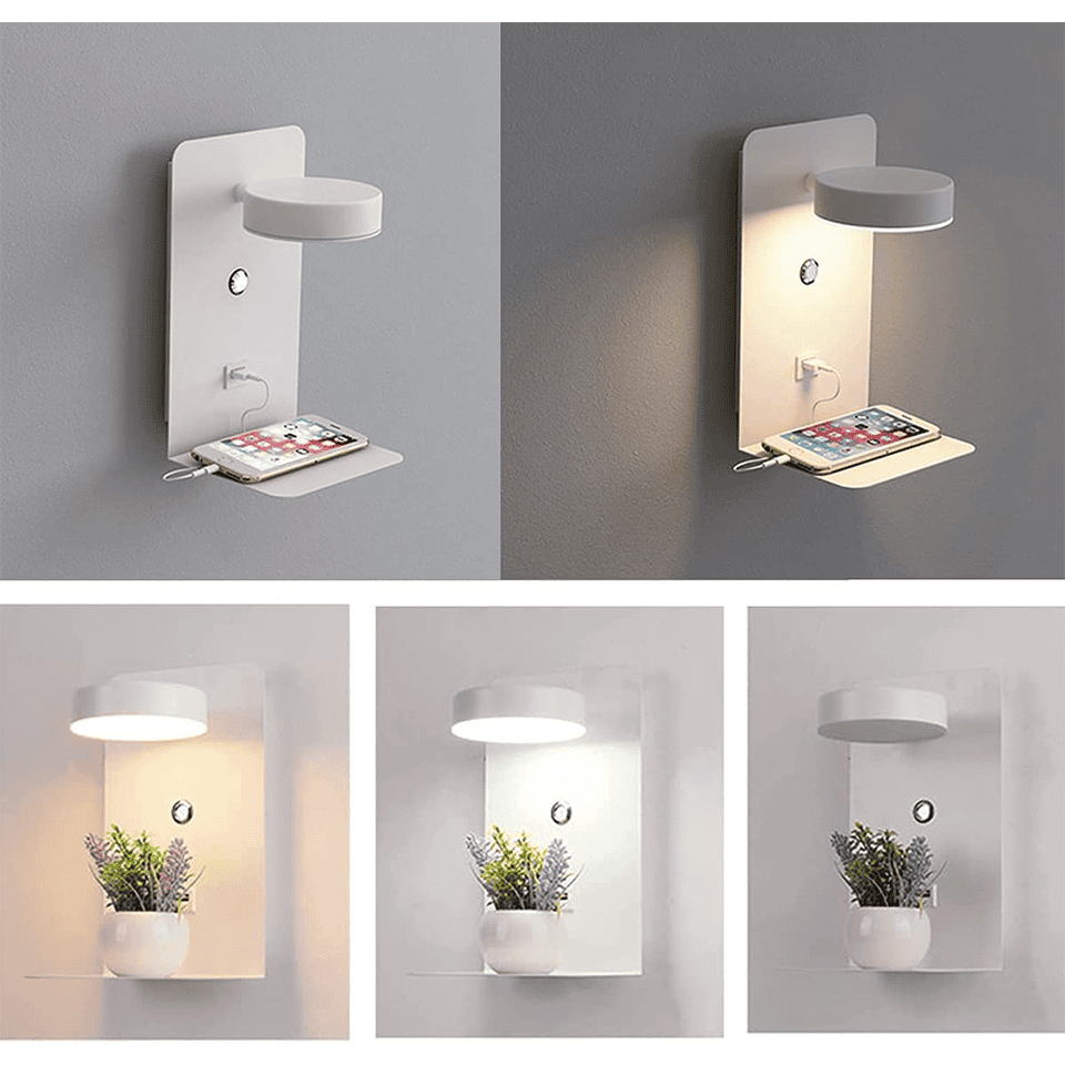 Avtoit | LED Wall Light with Shelf | Soft Glow, Modern Design & Ideal for Creating a Festive Atmosphere in Your Bedroom