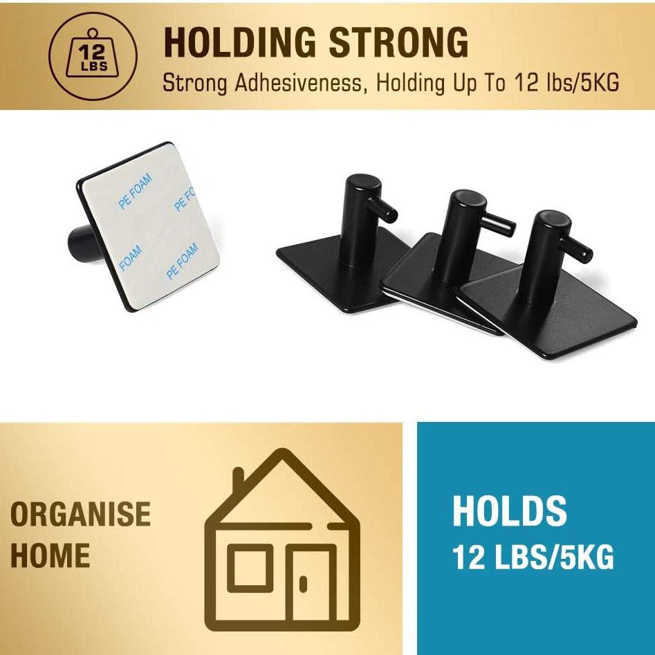 Avtoit | 4-Pack: Heavy Duty Durable 304 Stainless Steel Wall Hooks