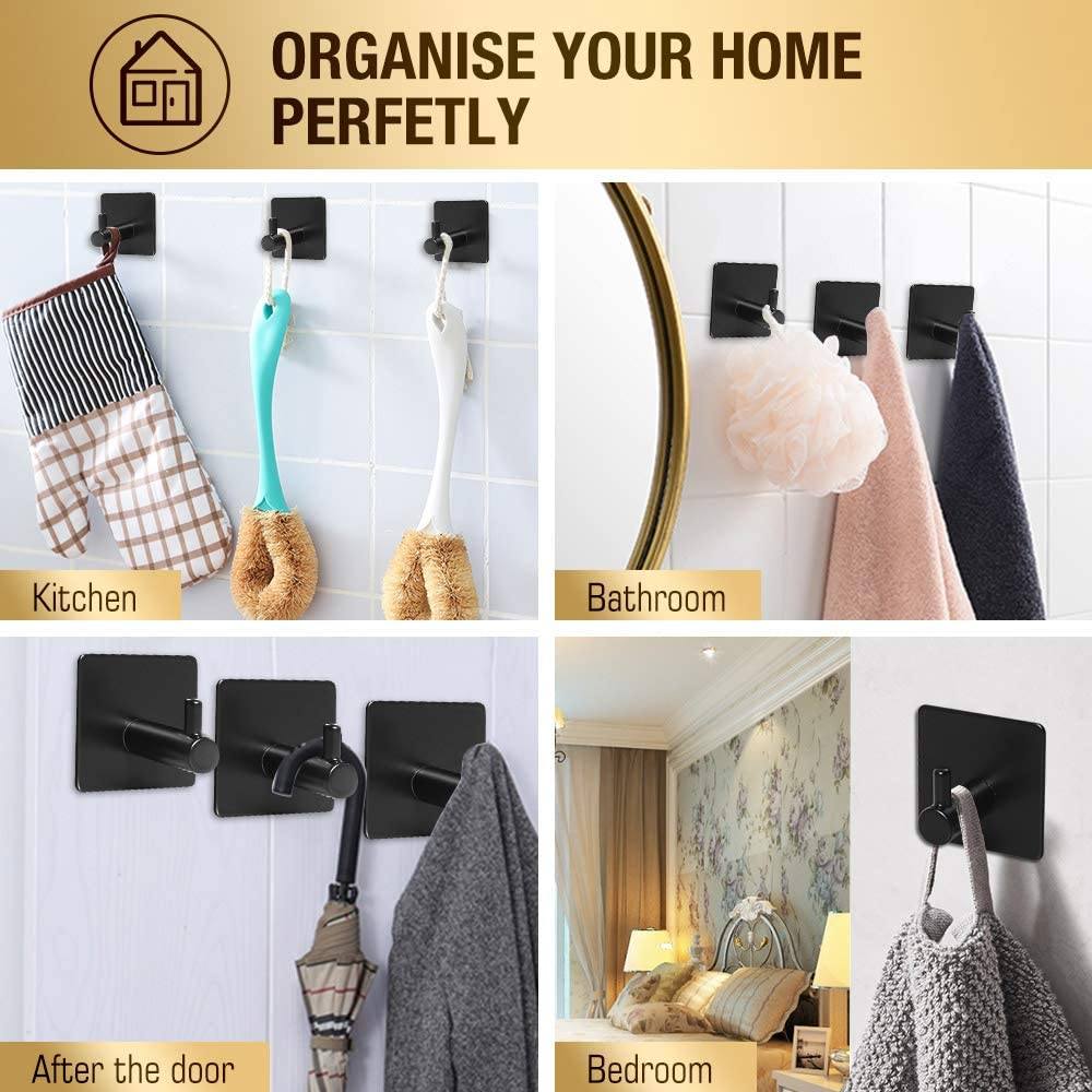 Avtoit | 4-Pack: Heavy Duty Durable 304 Stainless Steel Wall Hooks