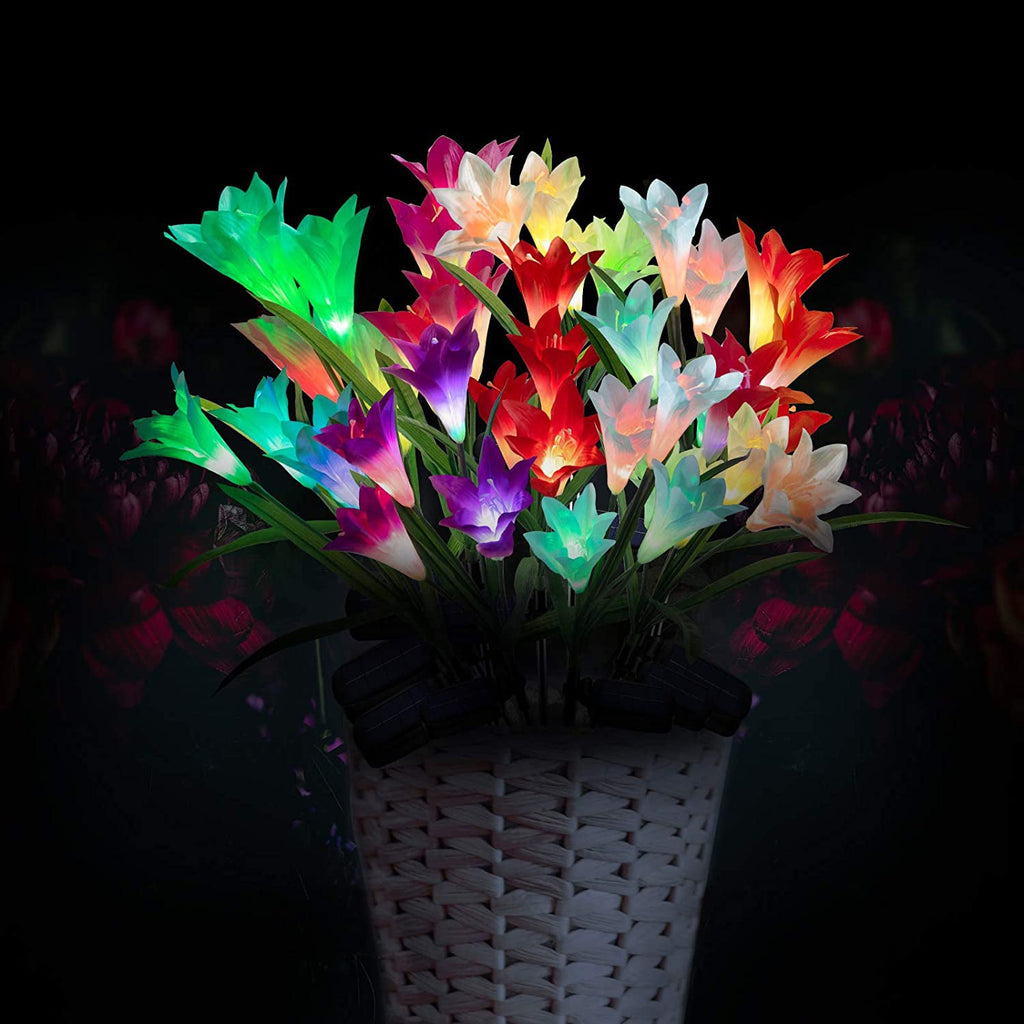 Avtoit | 4-pack: Solar garden lights with color change and 16 larger lily flowers