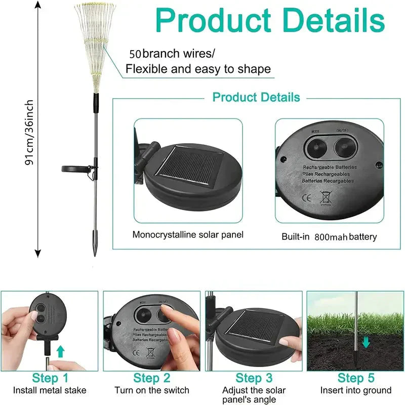 Avtoit | 4-Pack: Solar Lights Outdoor, Warm White Garden Lights