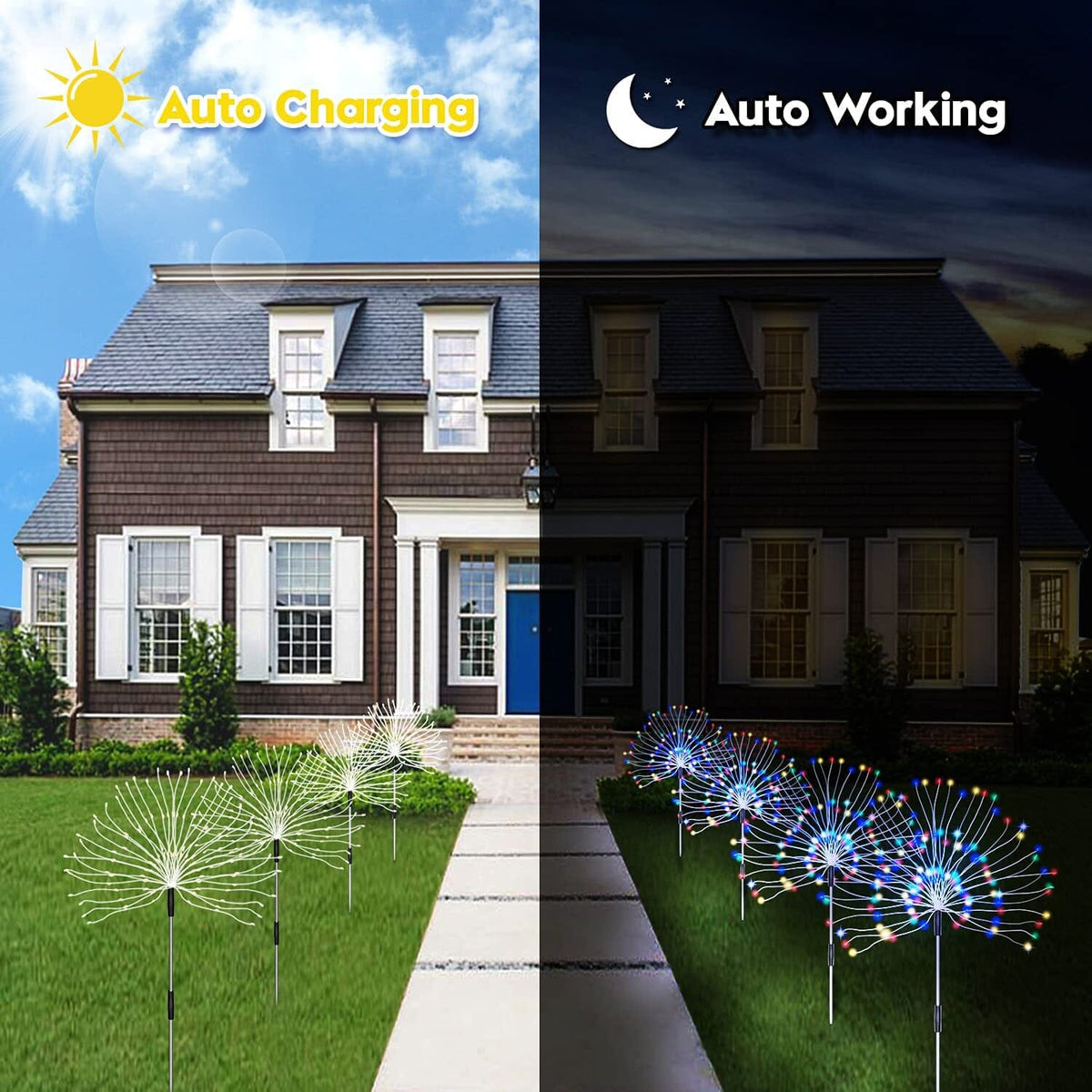 Avtoit | 4-Pack: Solar Lights Outdoor, Warm White Garden Lights