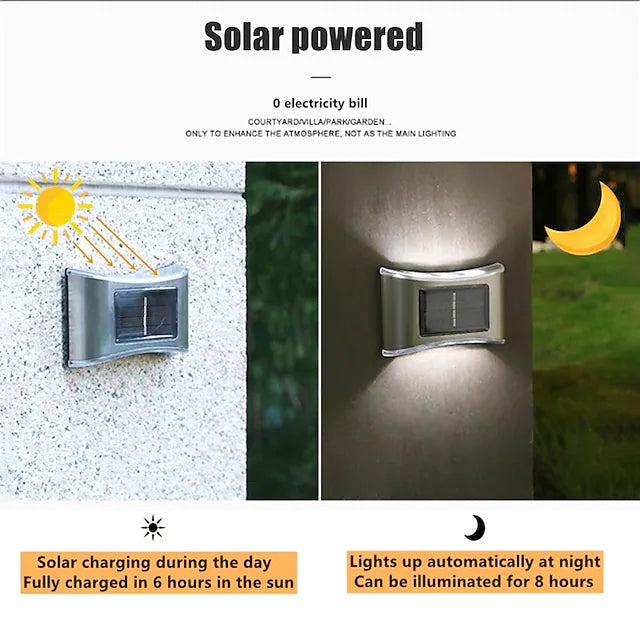 Avtoit | 4-piece: Solar Outdoor 6 LED Waterproof Wall Lights