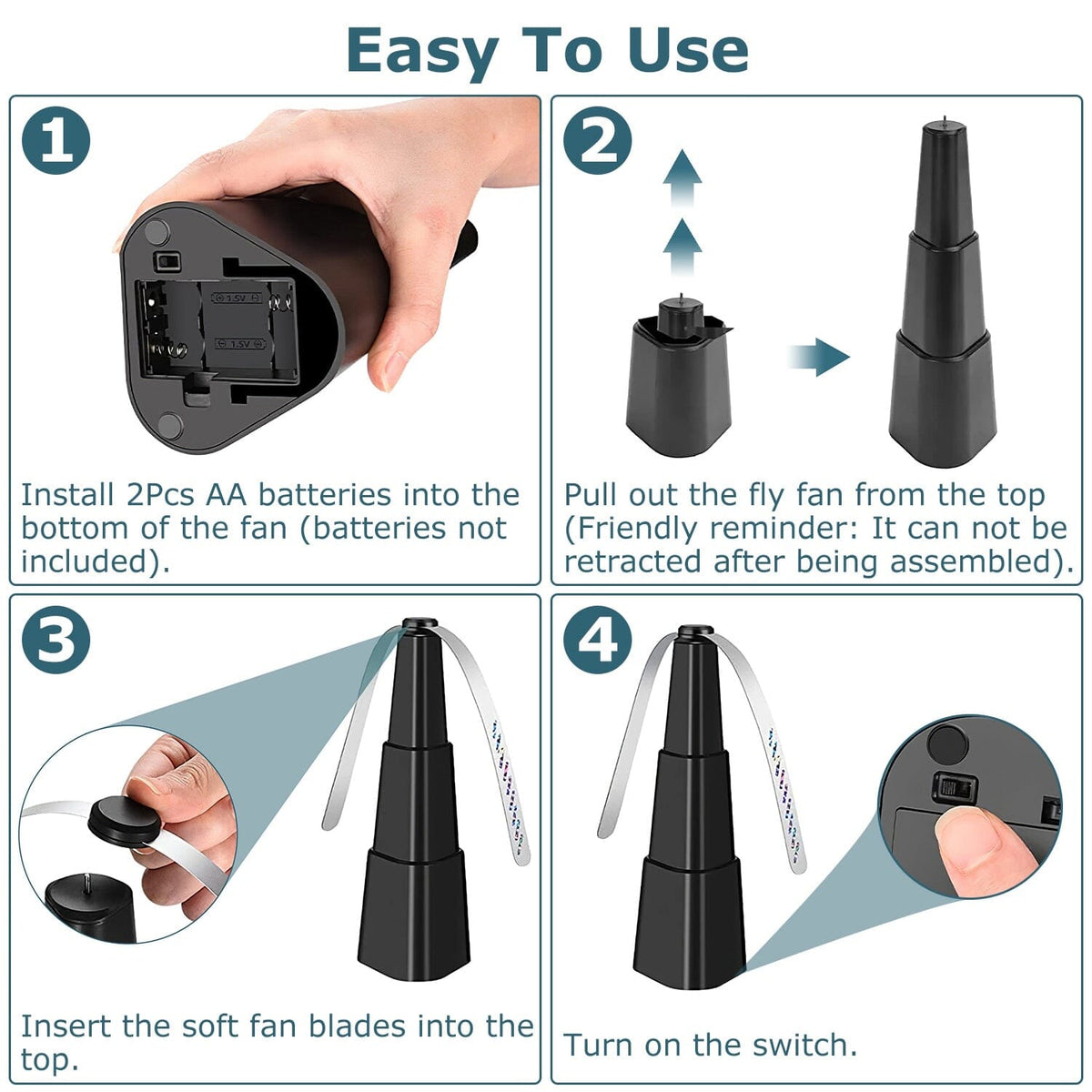Avtoit | 4-Piece: Fly Repellent Fan Table Battery Operated Insect Repellent