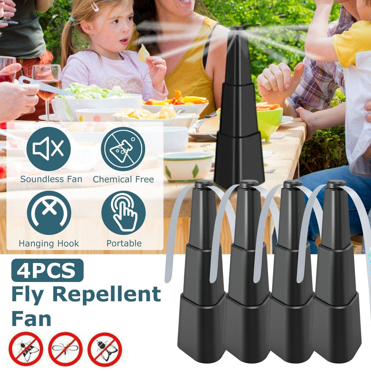Avtoit | 4-Piece: Fly Repellent Fan Table Battery Operated Insect Repellent